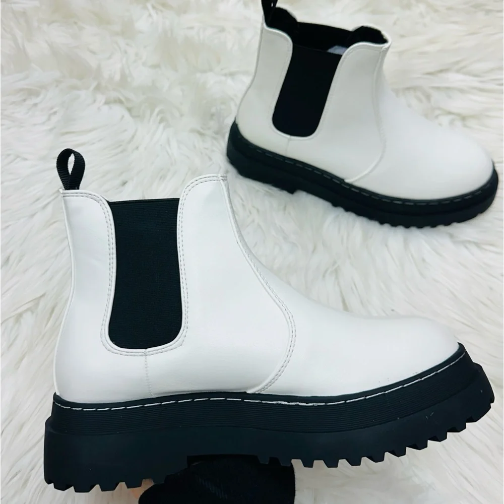 White Ankle Chunky Bootie - Picture 3 of 7